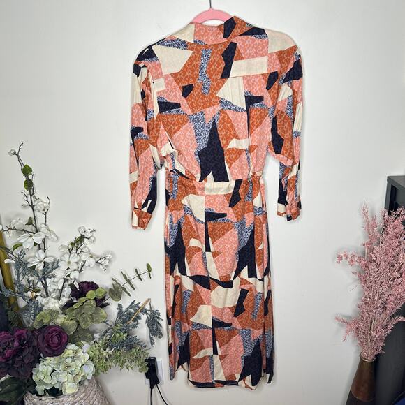 ANTHROPOLOGIE Corey Lynn Calter Abstract Shirt Dress Orange {3M1} - Picture 3 of 5